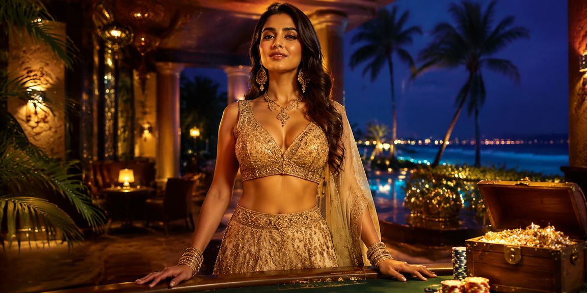 Player enjoying baccarat casino game in Indian casino setting